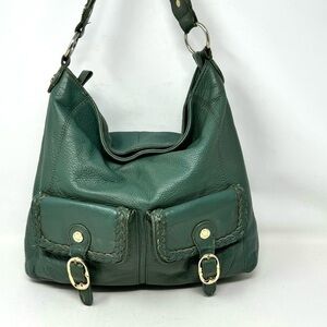 Emma Fox Green Leather Hobo Shoulder Bag